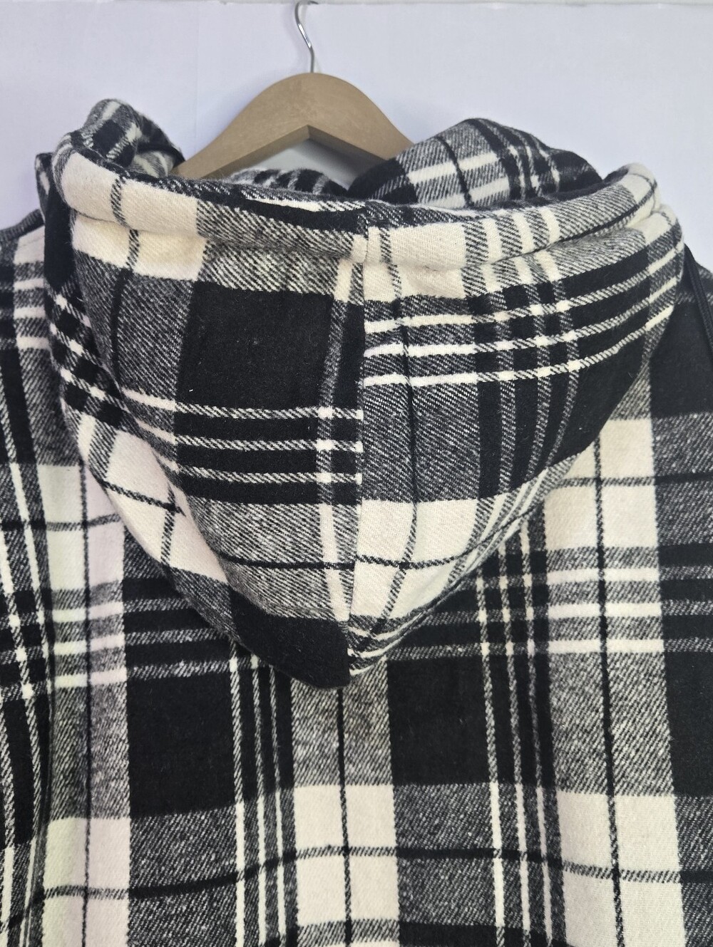 G Gradual Men Size XXL Hooded Zip Up B&W Plaid Flannel Sherpa Lined Jacket, NWT - Picture 9 of 10